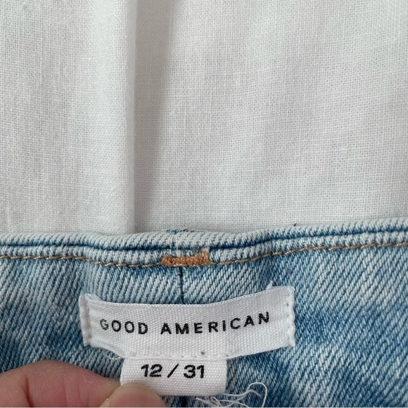 Good American Size 12/31 Classic Faded Natural Frayed Hem jeans ankle - Picture 9 of 9